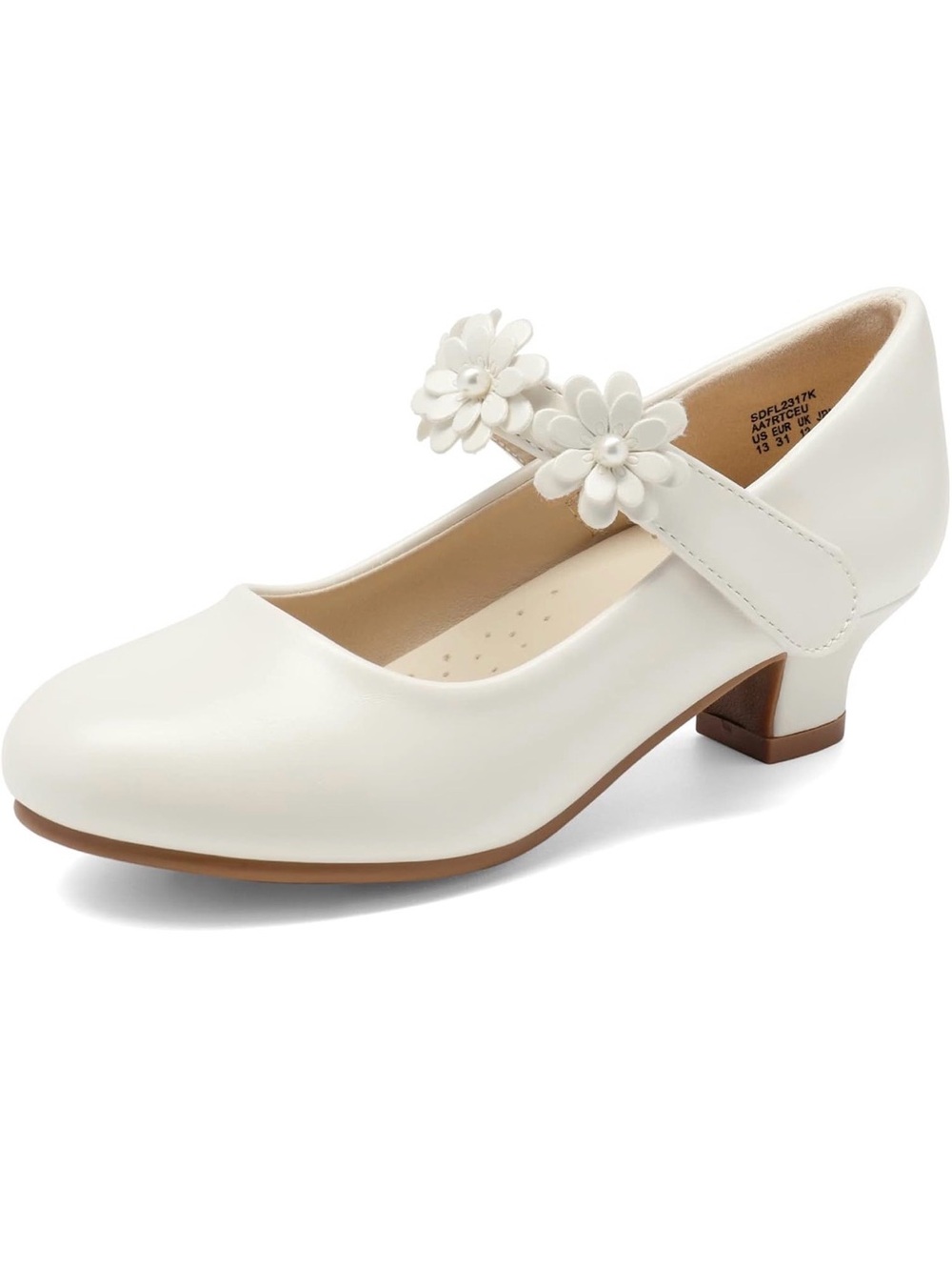 Girls Ivory Floral Dress Shoes